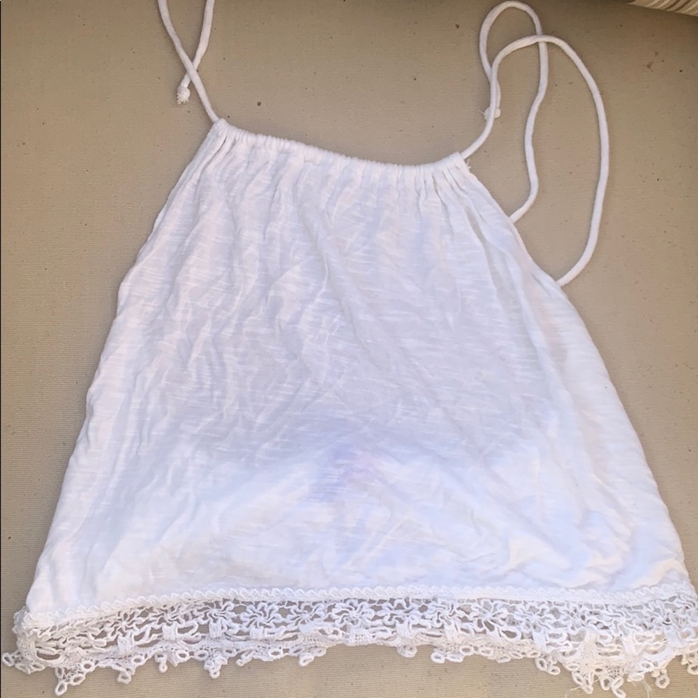 LF white low back cropped tank